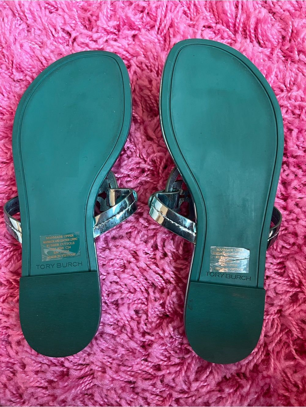 Tory Burch Metallic Blue Patent Miller Thong Sandals - Picture 3 of 5